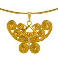 24k Gold Plated Omega Choker Necklace with Butterfly Pendant D2853