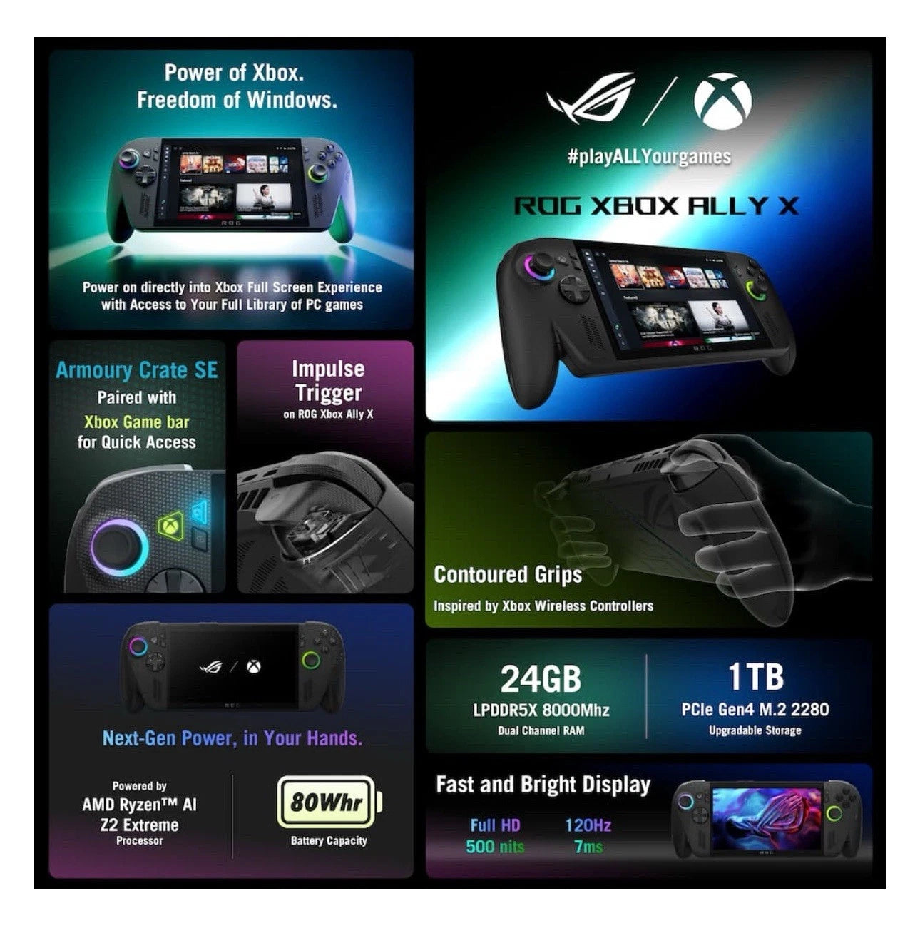 Xbox Ally X Gaming Handheld 1TB Storage 24GB RAM U5958