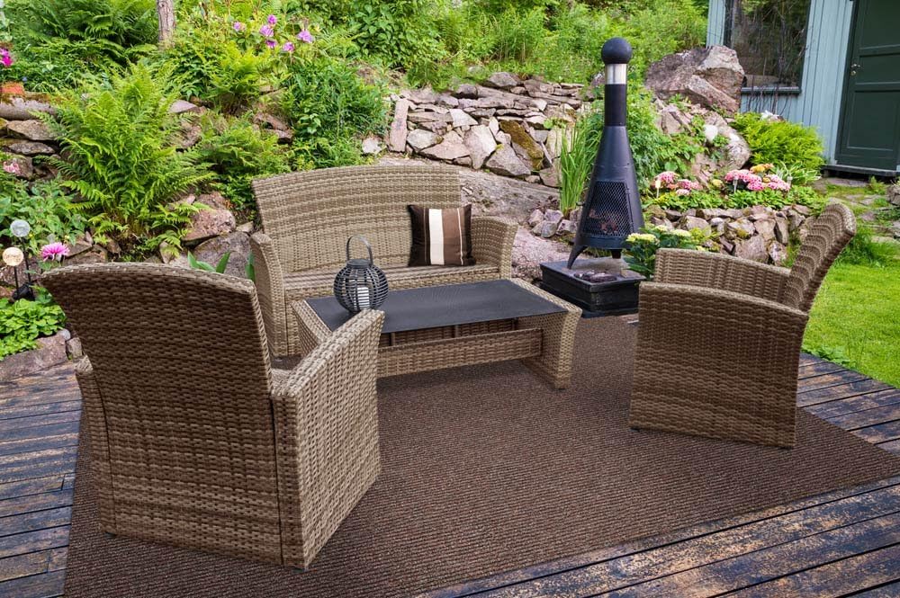 Heavy-Duty Ribbed Indoor Outdoor Carpet - Tuscan Brown - 6 Feet X 10 Feet F5402