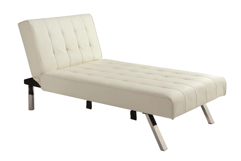 Vanilla Faux Leather Sectional Futon Sofa Bed with Chrome Legs C5268