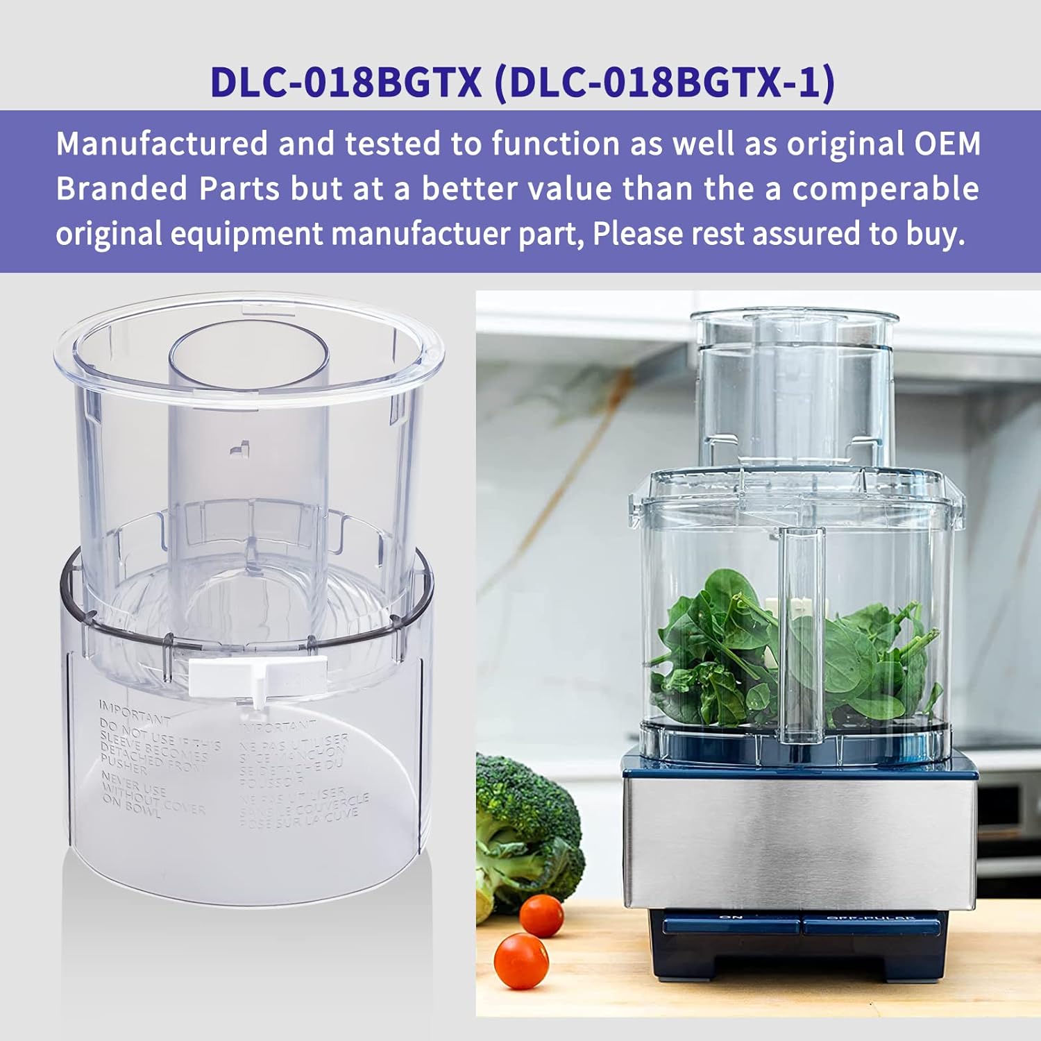 Large Pusher and Sleeve Assembly for Food Processors A36189