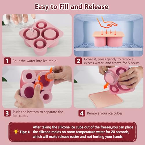 4 Pcs Silicone Hollow Cylinder Ice Mold O728