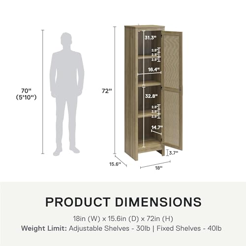 Black Oak 1-Door Tall Cabinet U45948