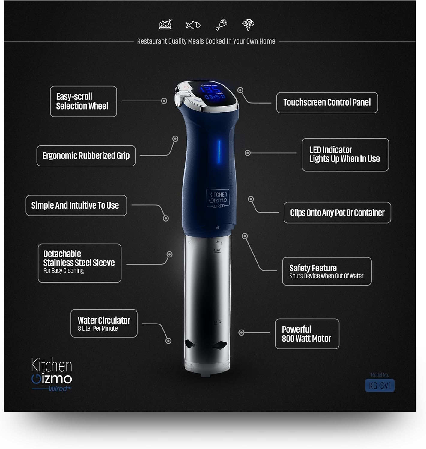 800 Watt Blue Sous Vide Immersion Circulator J869082