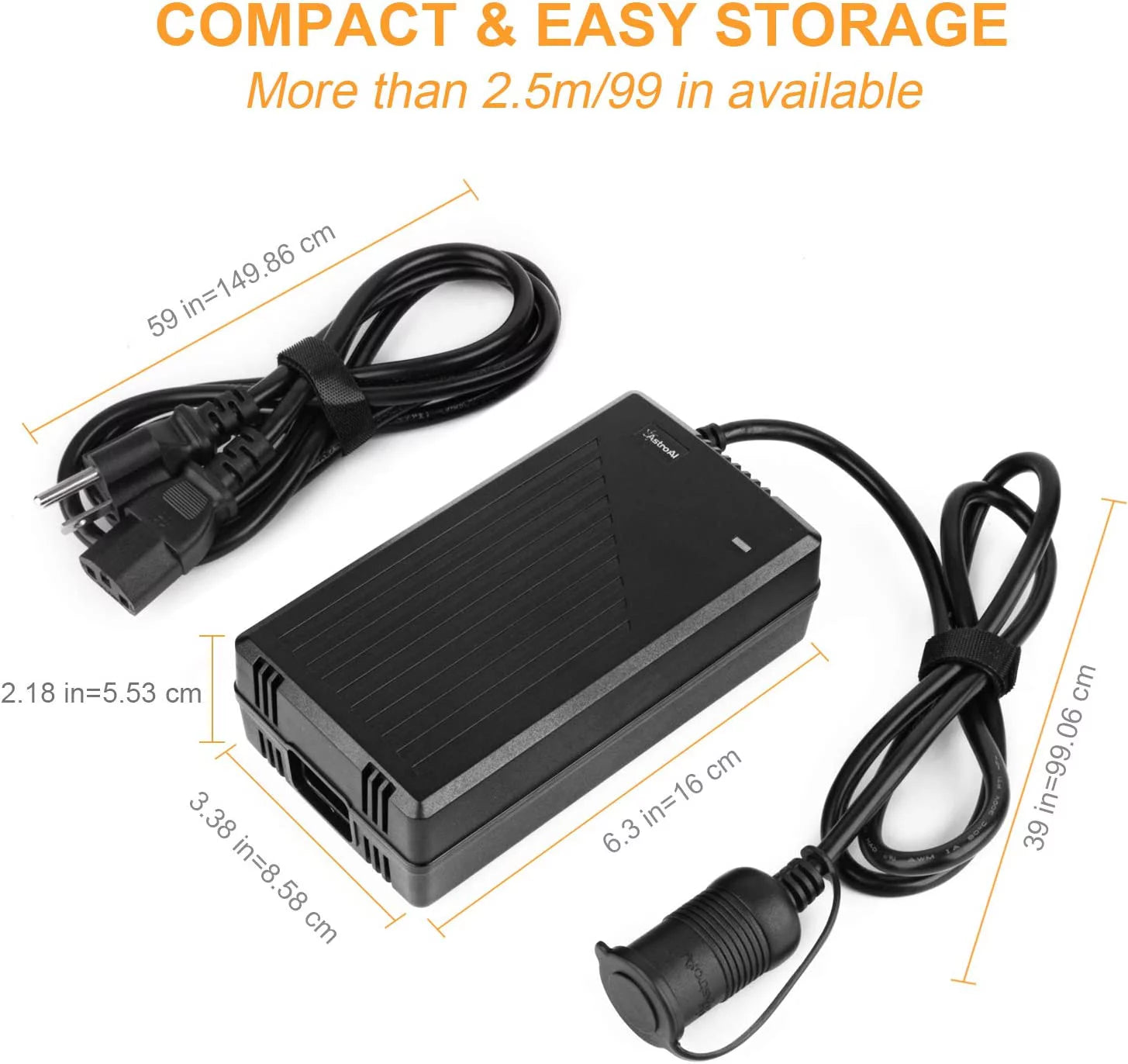 AC to DC Converter, 15A/180W/8.25FT/110V to 12V Car Cigarette Lighter Socket K718079
