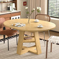 Extendable Round Dining Table with Removable Leaves Wood Base J8199