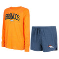 Navy Orange Raglan Long Sleeve T-Shirt & Shorts Lounge Set B4341