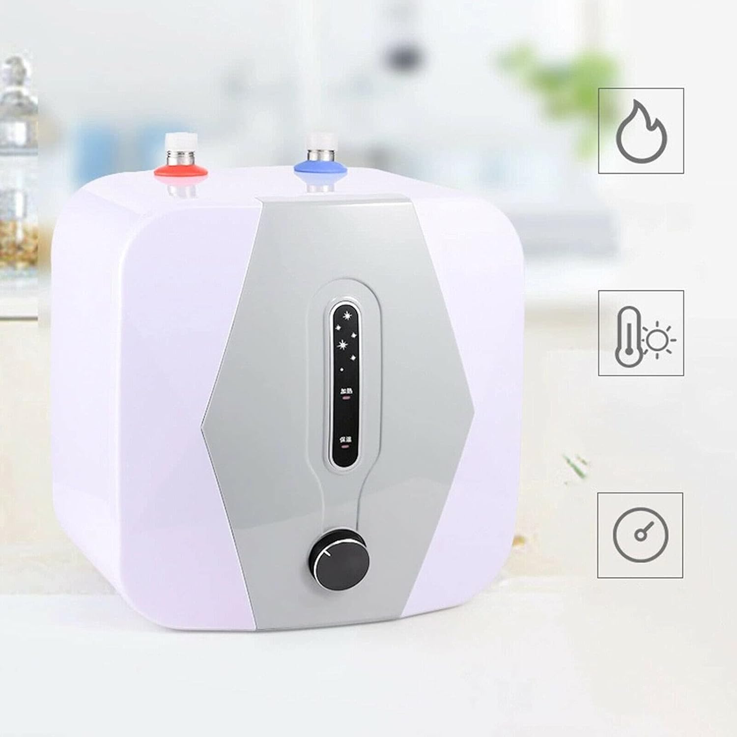 1500W 8L 110V Compact Instant Electric Tank Hot Water Heater IPX4 Mini Tankless Shower 75 ℃ Z357