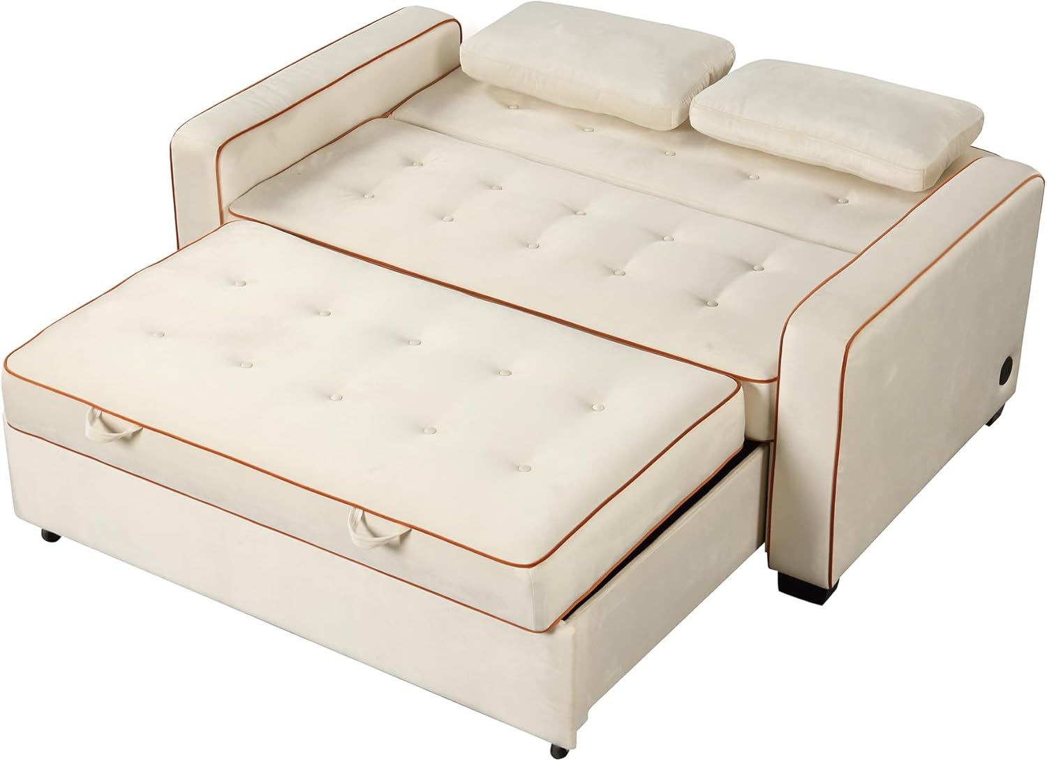 Velvet Convertible Sofa Bed with USB Charging Port L7160