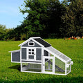 Chicken Coop with Run & Wheels, Two-Tier Large Chicken Duck House Rabbit Hutch Poultry Cage with Nesting Box and Side Door H947707