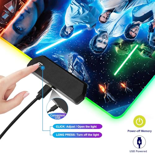 31.5"X15.7" RGB Mouse Pad with Anti-Slip Rubber Base Stitched Frame A855786