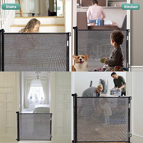 Grey Retractable Mesh Baby Gate, 41" Extra Tall, 55" Wide E544