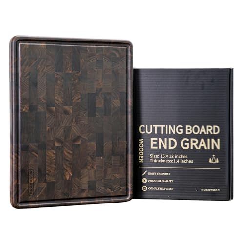 Large End Grain Walnut Wood Cutting Board 20x14 In with Juice Groove Handles S338