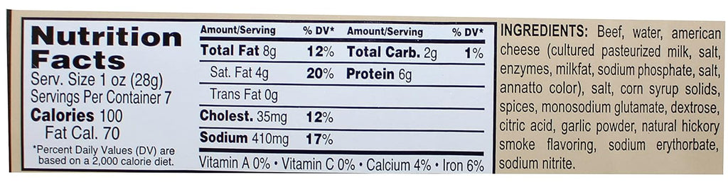 Beef Sticks 7oz Package Beef & Cheese H42127