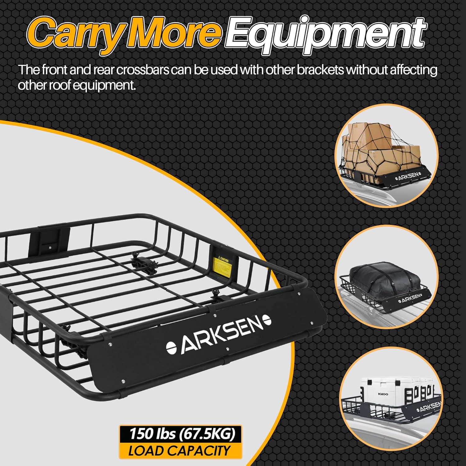 84 Inch Black Roof Rack Cargo Basket with Extension Soft-Shell Rooftop Cargo Carrier S515
