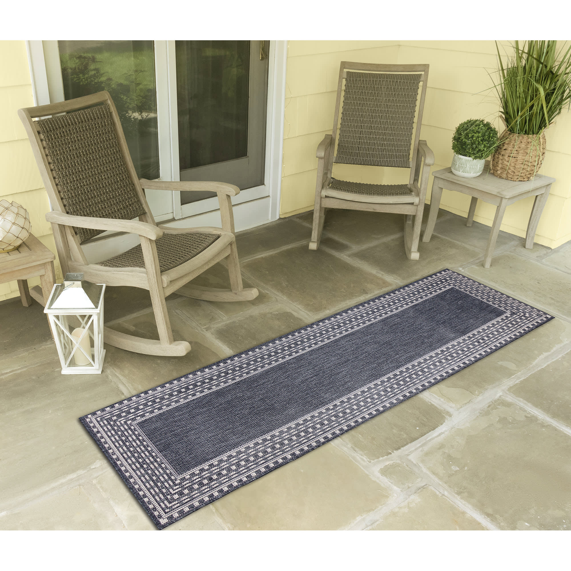 Malibu Etched Border Indoor Outdoor Area Rug