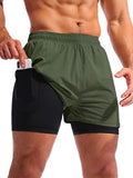 Men’s 2 in 1 Running Shorts 5" Quick Dry with Phone Pockets P636480