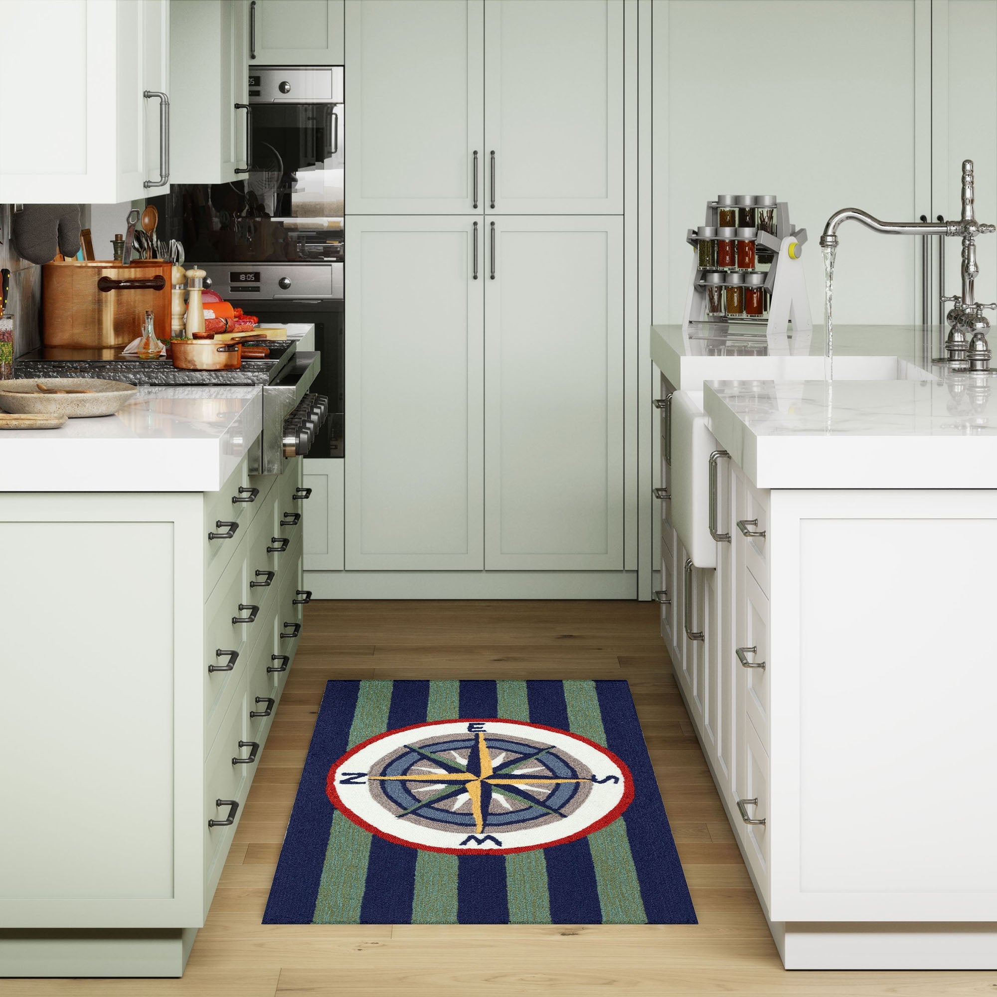 Frontporch Striped Compass Indoor Outdoor Mat