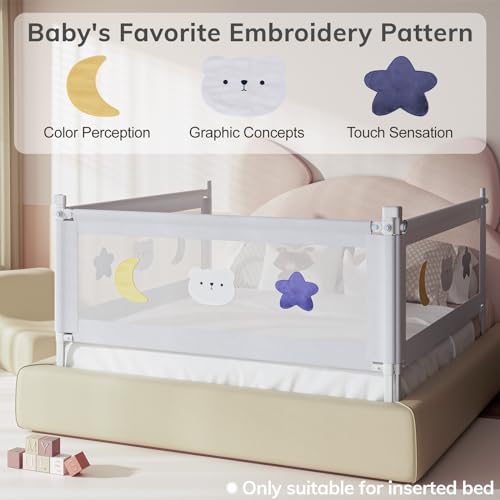 54” Toddler Bed Rail with Double Child Lock, Height Adjustment, 1 Pack Z455708