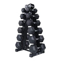 Rubber Hex Dumbbells Set with Optional Dumbbell Rack C43878