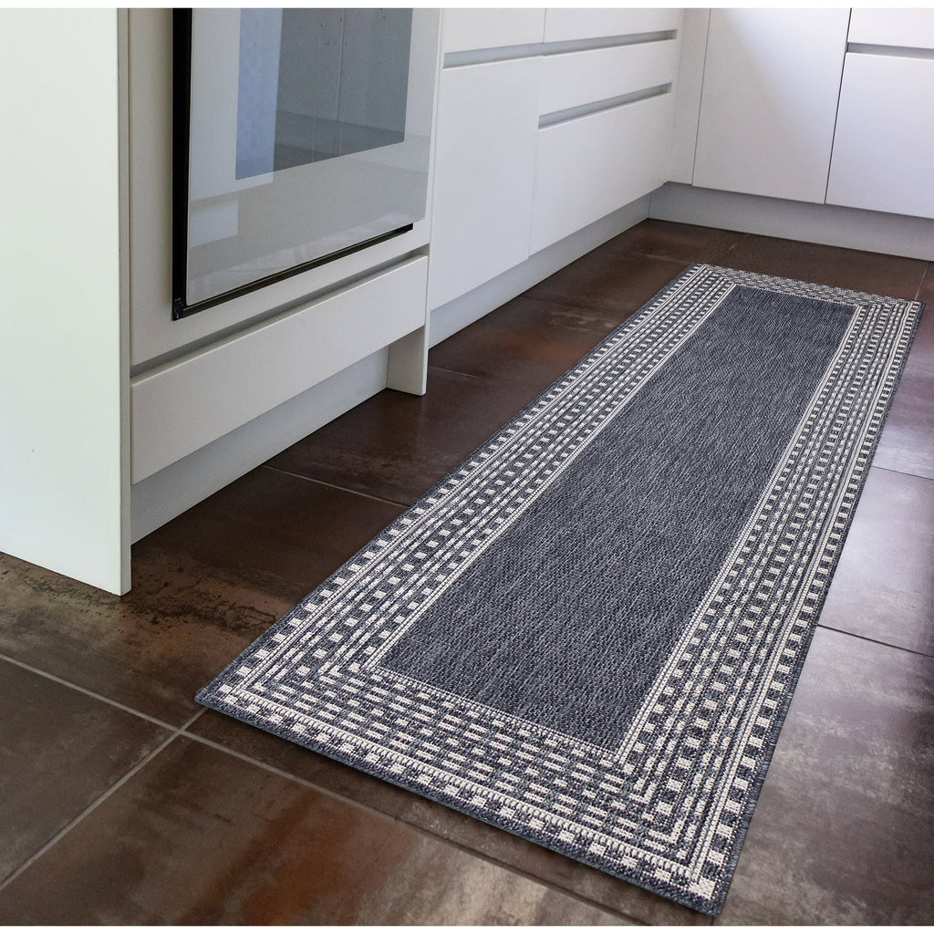 Malibu Etched Border Indoor Outdoor Area Rug