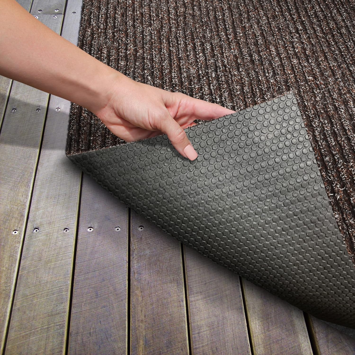 Heavy-Duty Ribbed Indoor Outdoor Carpet - Tuscan Brown - 6 Feet X 10 Feet F5402