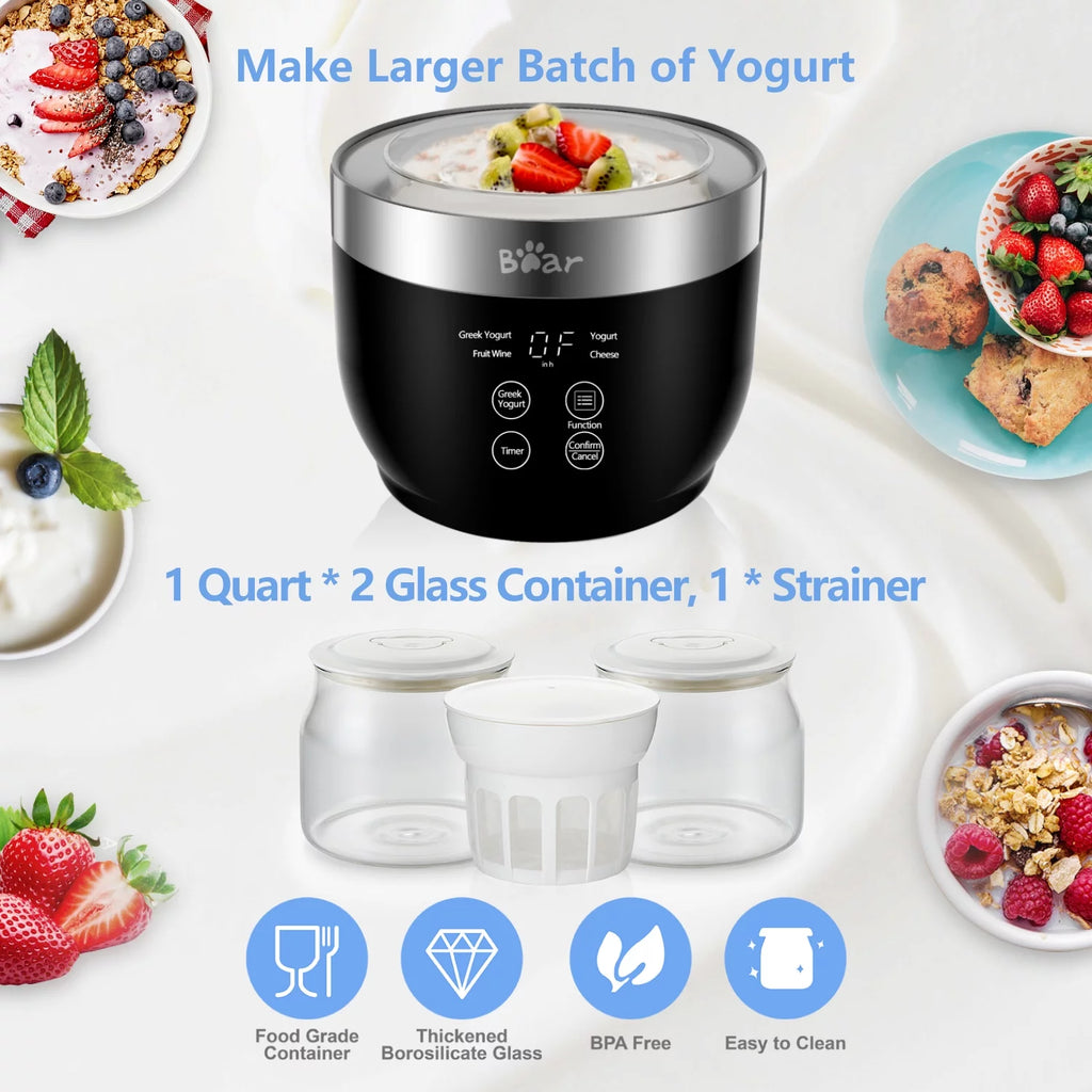 Greek Stainless Steel Yogurt Maker 2 Glass Jars X9519