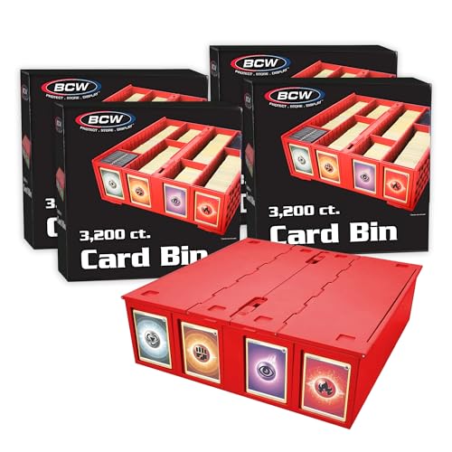 Red Collectible Card Bin, Holds 3200 Cards, Includes 4 Dividers R37427