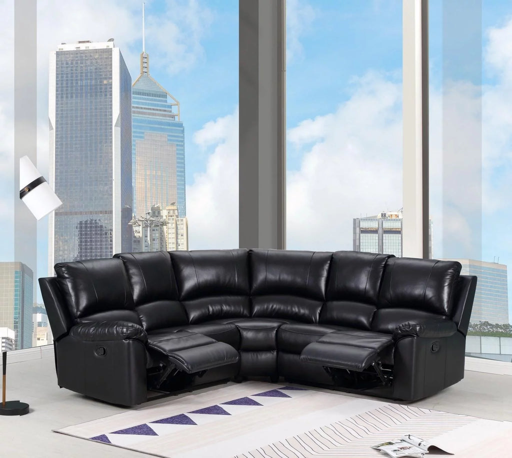 Black Leather Power Reclining Sectional K909