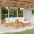 5 Piece Patio Lounge Set with Cushions Solid Wood Teak L830