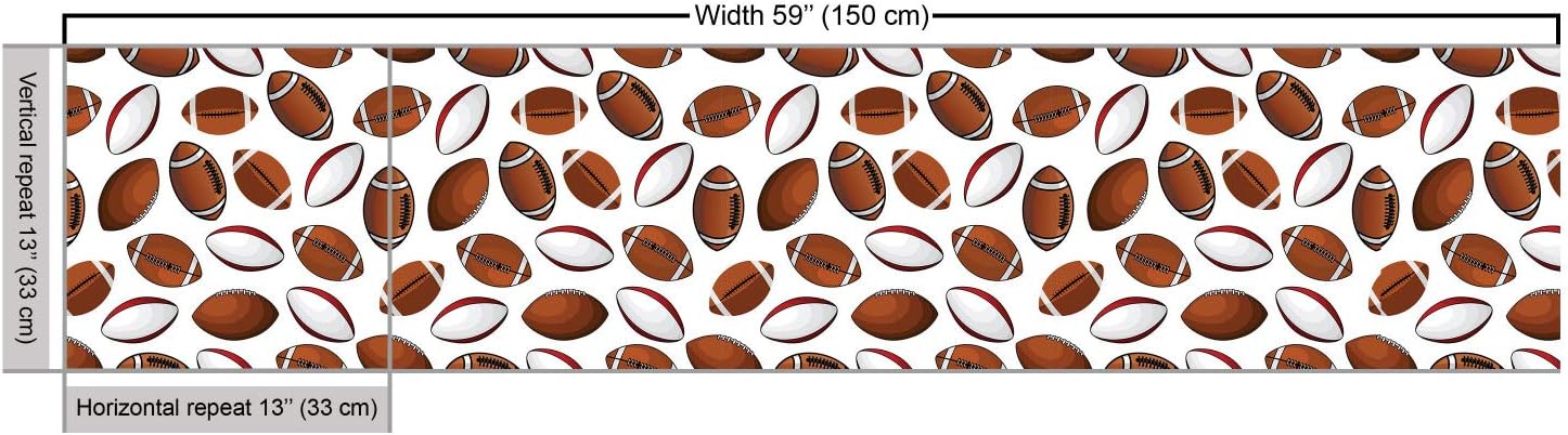 American Football Fabric by The Yard, 1 Yard, Caramel Ruby White F10109