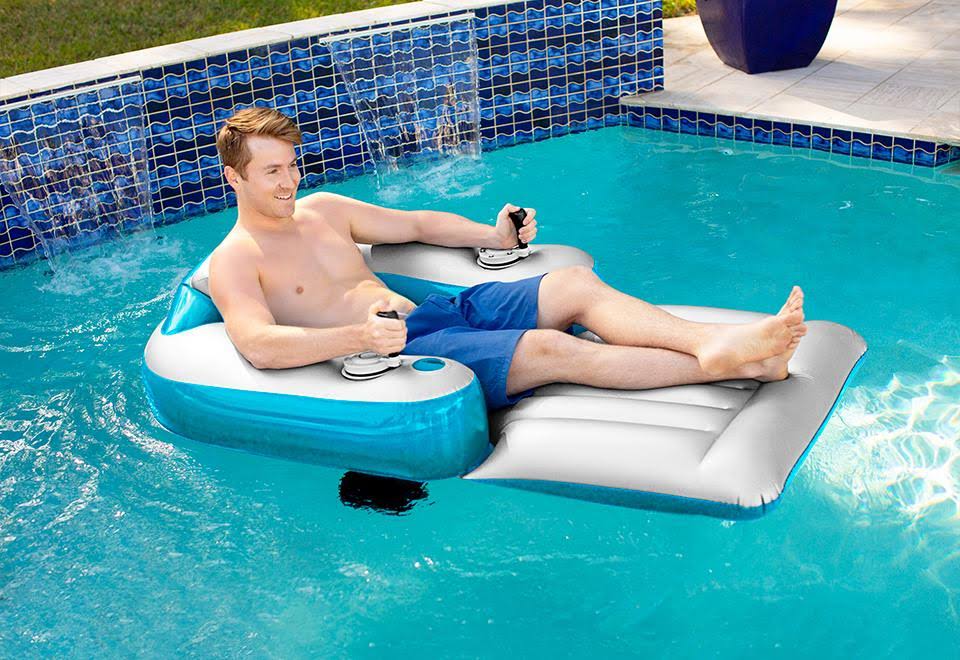 Grey with Turquoise Motorized Swimming Pool Lounger Y596