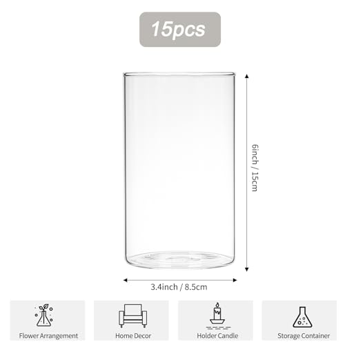 15pcs Clear Glass Cylinder Vases R1154