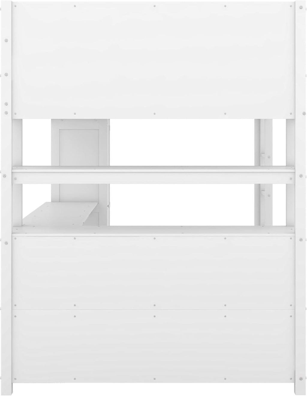 Full Size Loft Bed with Built-in Desk and Bookshelf White Y310