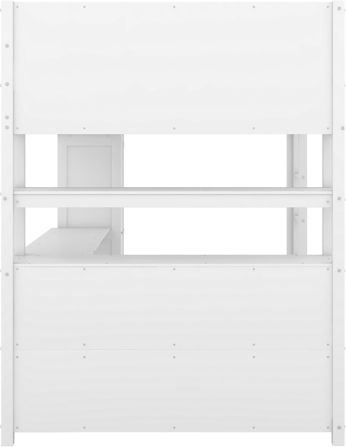 Full Size Loft Bed with Built-in Desk and Bookshelf White Y310