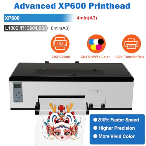 DTF Printer Machine with XP600 Printhead, 5760 * 1440dpi, Roll Feeder Z97952