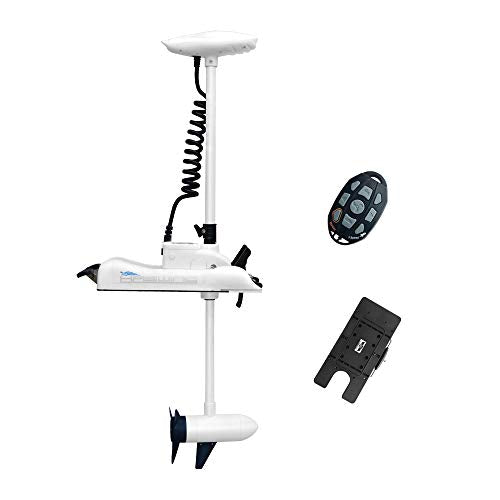 White 12V 55LBS 48 inch Bow Mount Trolling Motor with Remote Control and Quick Release Bracket G205
