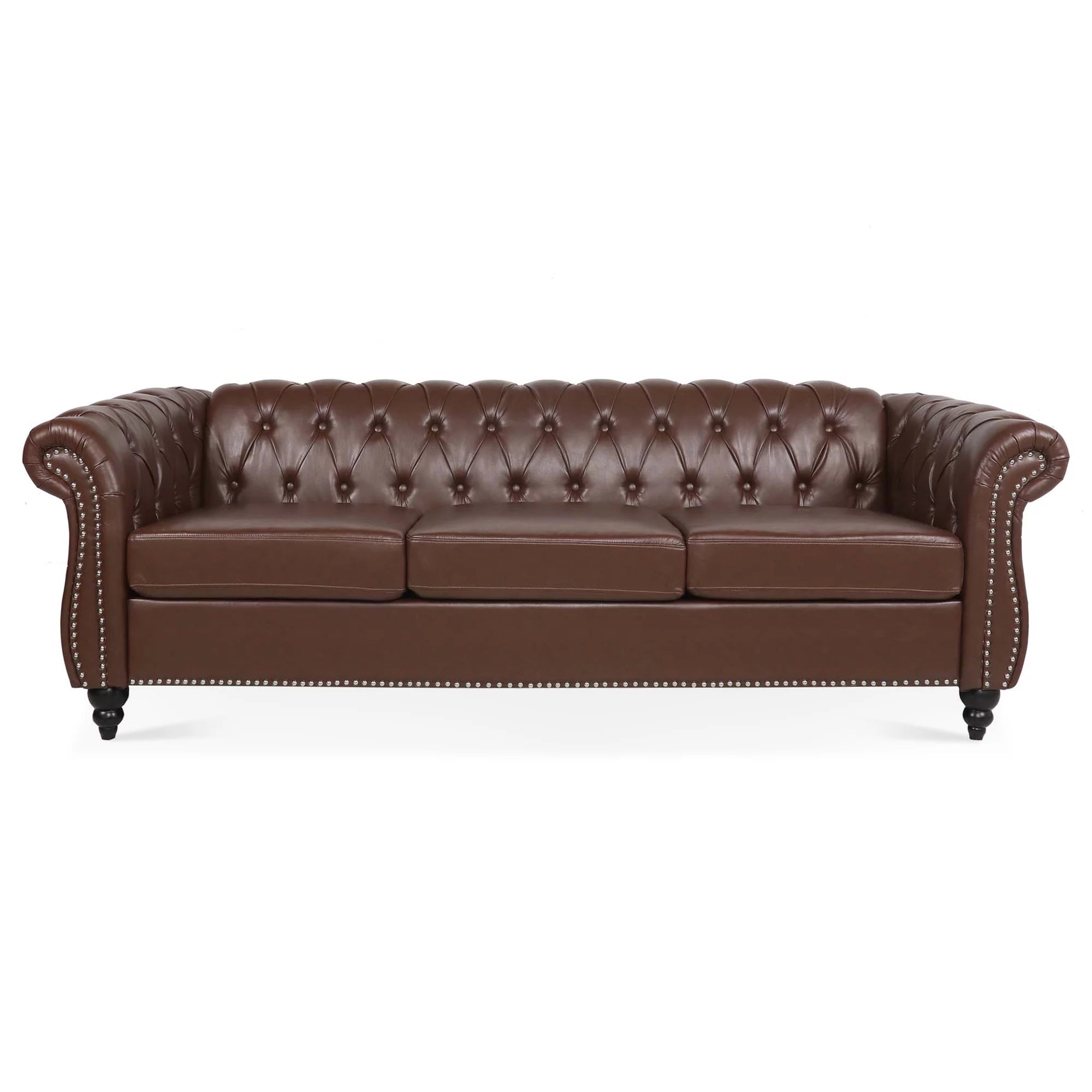 Dark Brown Leather 3-Seater Sofa D77787