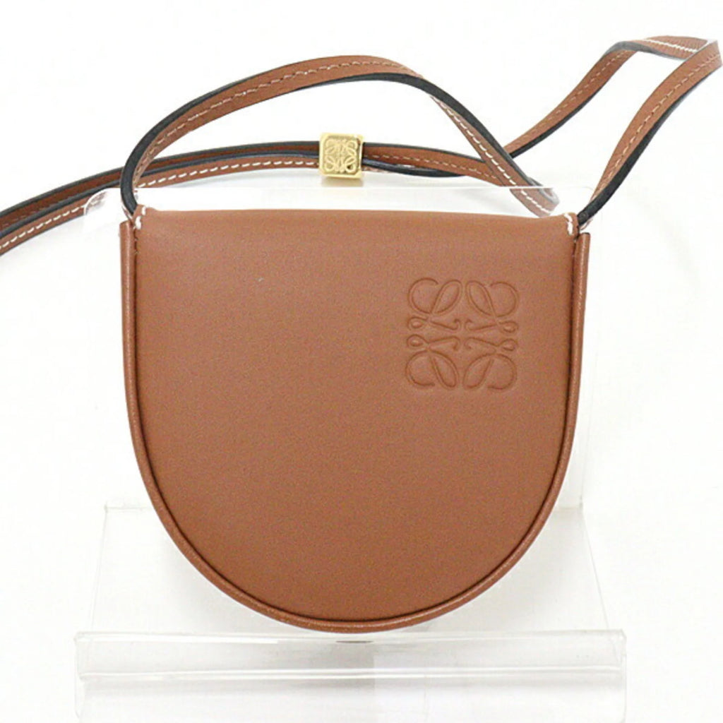 Pre-Owned Heel Pouch Mini Soft Calf Tan Neck Shoulder Crossbody Coin Case S574