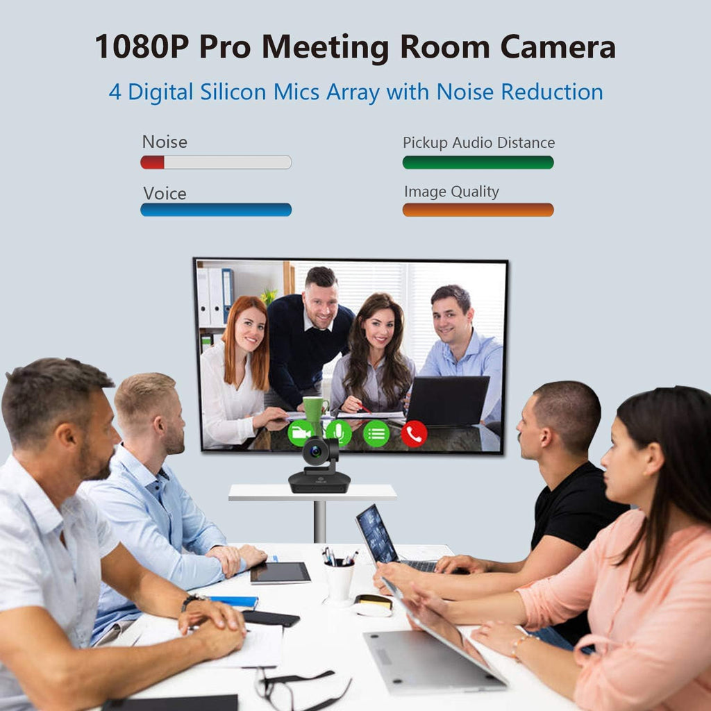 HD 1080P PTZ Conference Room Camera with 4 Microphones Array, 10X Optical Zoom L6168