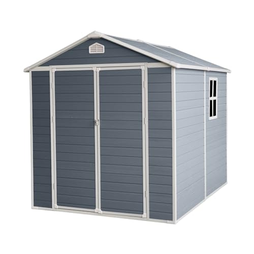 6x8ft Grey Resin Outdoor Storage Shed Kit Q4300