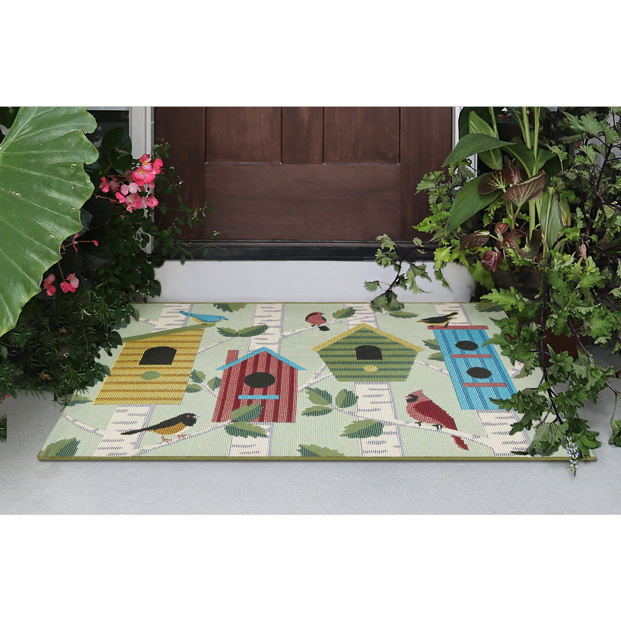 Esencia Bird Condos Indoor Outdoor Mat with Non-Skid Backing