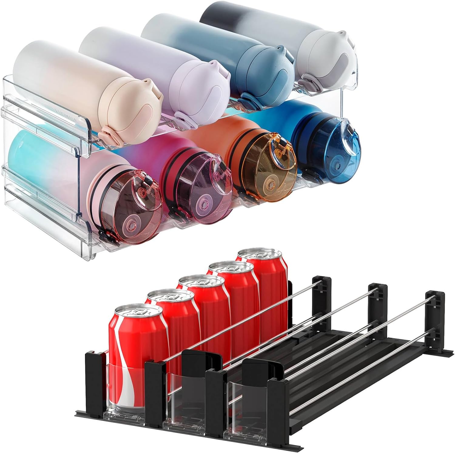 Stackable Water Bottle Organizer for Cabinet, Holds up to 15 Cans Z795