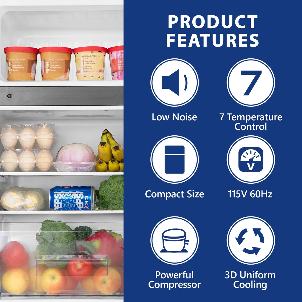 Black 3.2 Cu ft Two Door Mini Refrigerator with Freezer L191