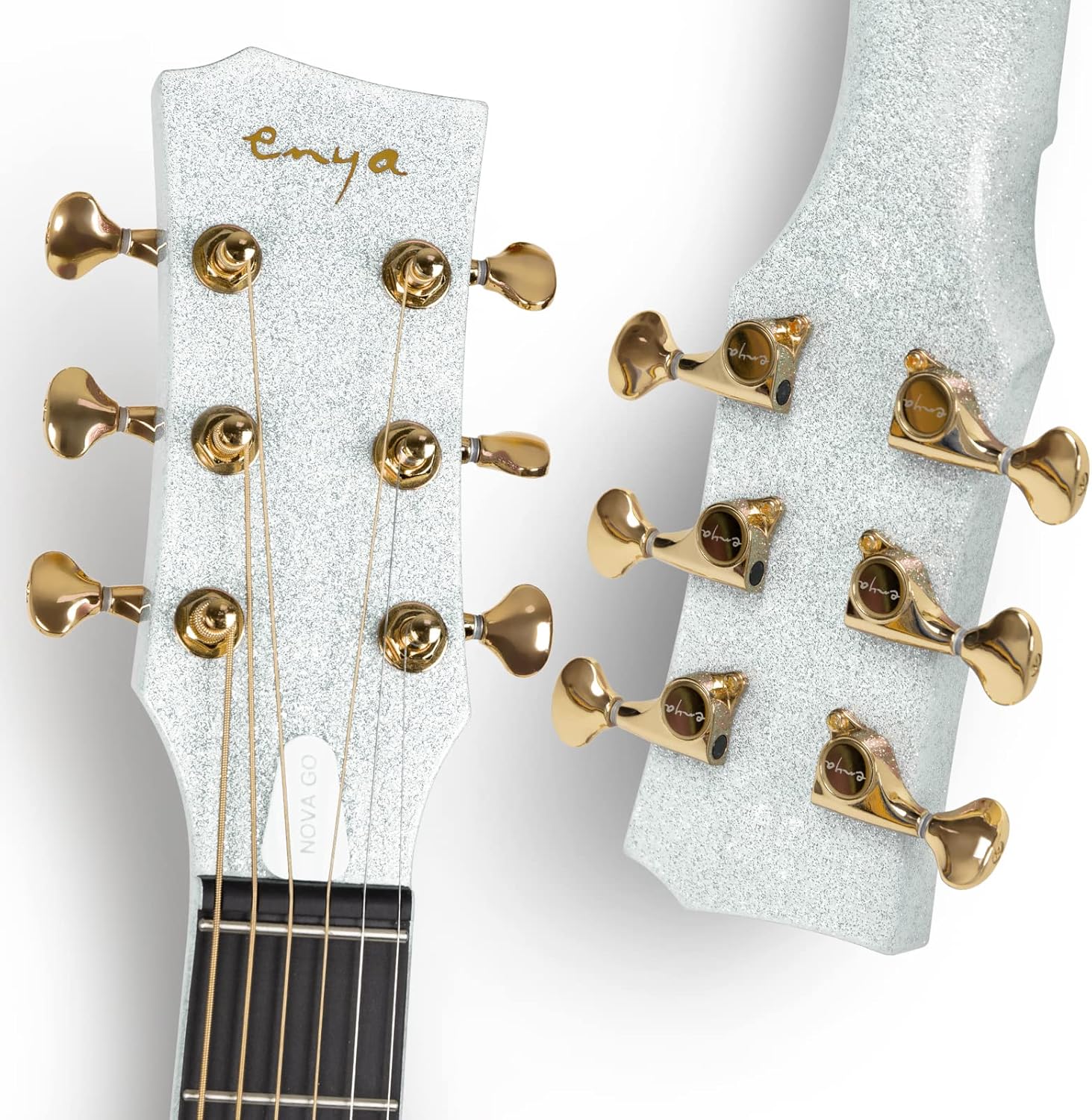 Carbon Fiber Acoustic Electric Guitar with Gig Bag, Strap, Strings, Instrument Cable (Sparkling Silver) O451561