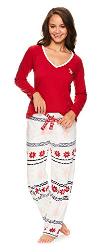 Womens Long Sleeve Shirt and Pajama Pants Sleepwear Set I528