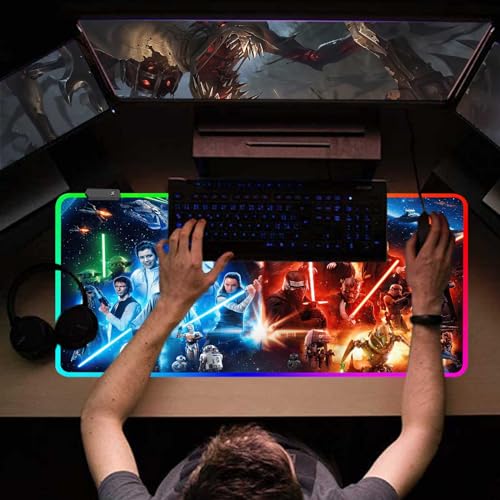 31.5"X15.7" RGB Mouse Pad with Anti-Slip Rubber Base Stitched Frame A855786
