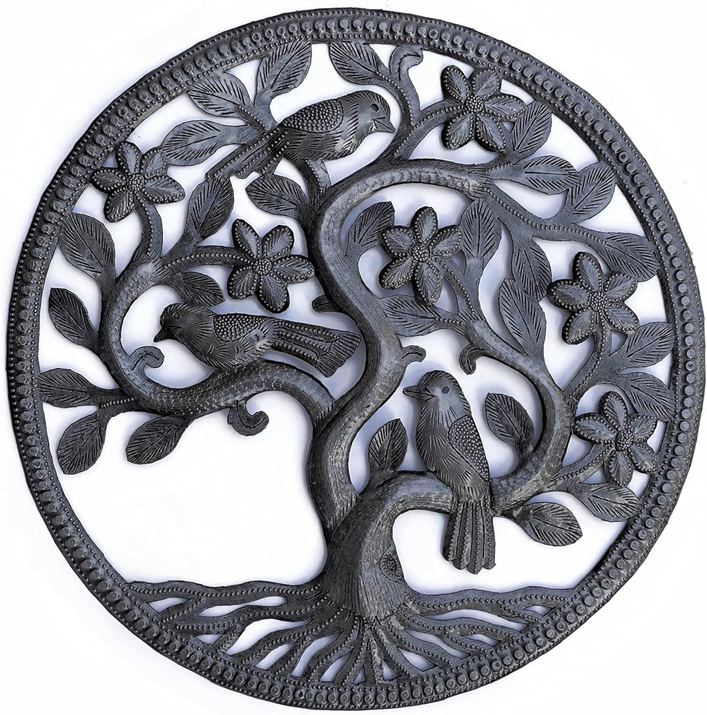Small Metal Tree of Life Sculpture, 13 Inches Round Q6725