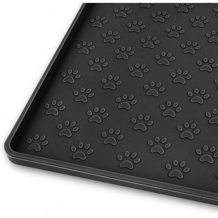 Black 31.5 23.6 Silicone Pet Placemat Y378848
