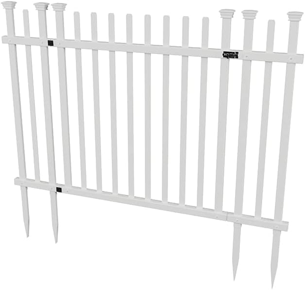 Lightweight Portable Vinyl Picket Fence Kit with Metal Base, White S57984